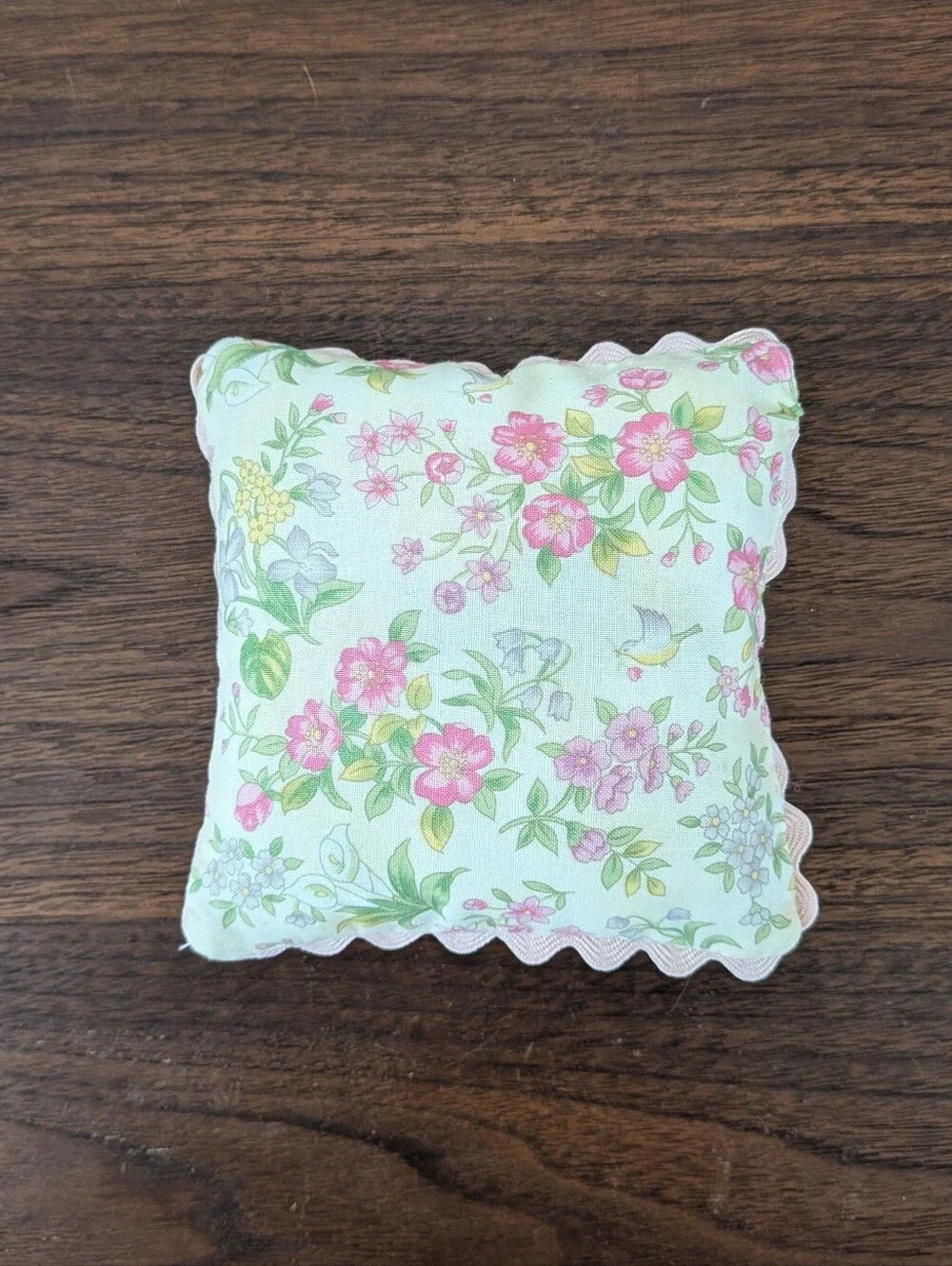 Vintage Miniature HandEmbroidered Floral Pillow 4.5